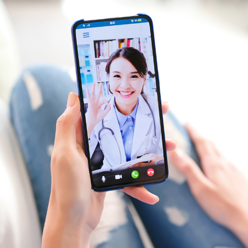 Online doctor conversation on a smartphone